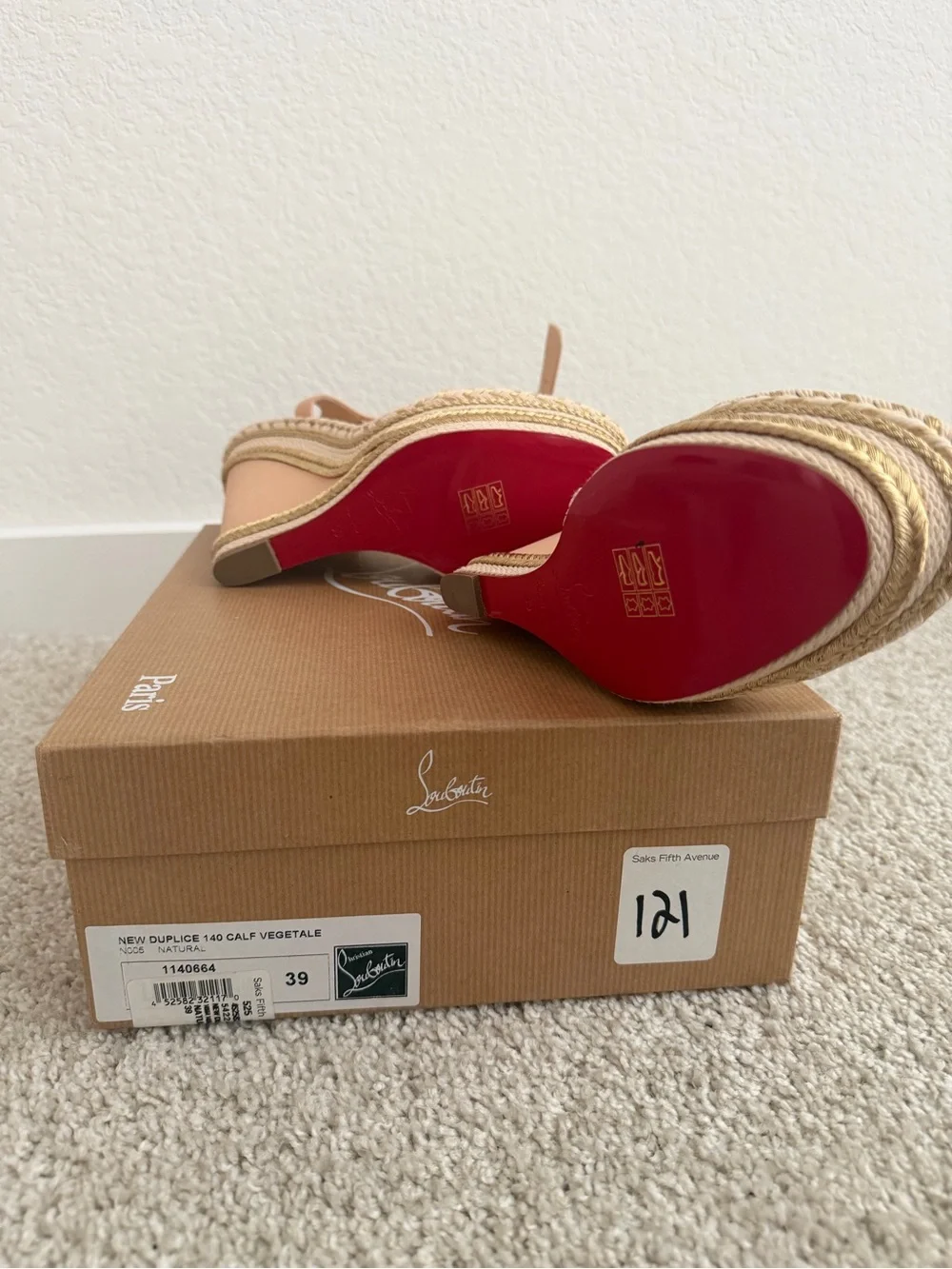 Christian Louboutin Beige Espadrille Platform Sandals
